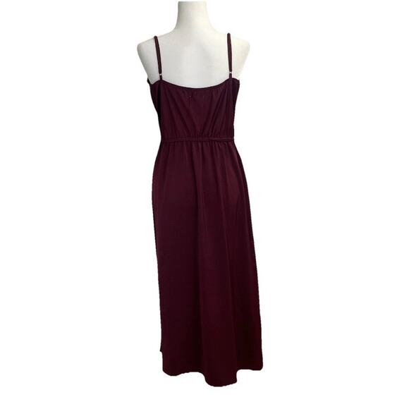 Satin Slip Cowl Neck Dress Midi Burgundy Sz L Adjustable Staps - Picture 2 of 10